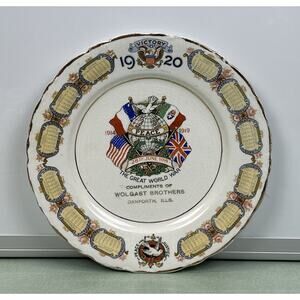 Antique WW-1 Victory 1920 Celebration Plate Wolgast Brothers Pottery Danforth